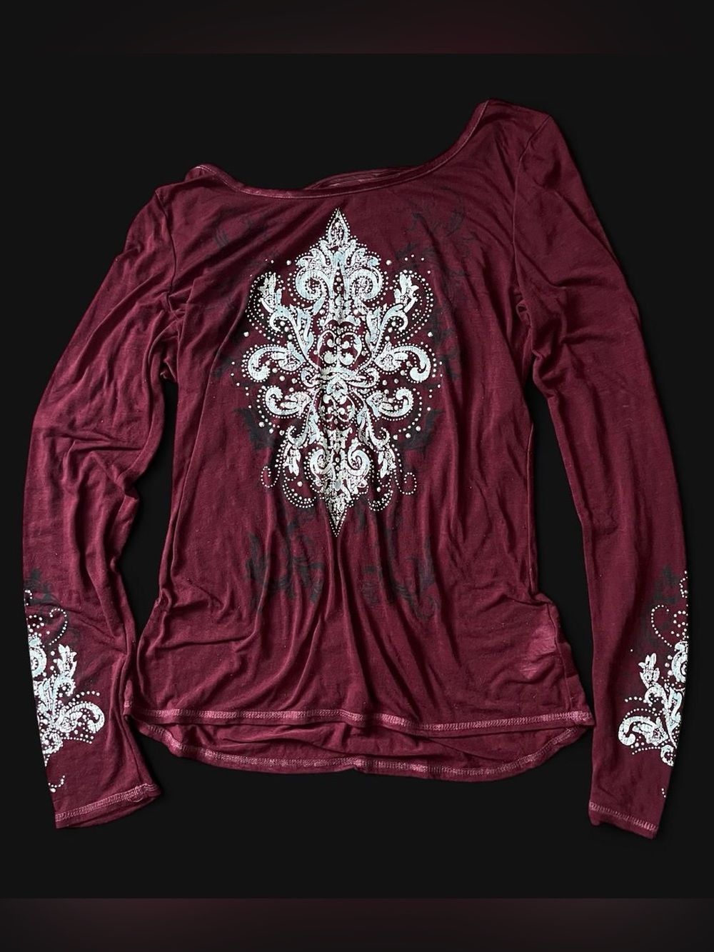 Y2K Maroon Grunge Longsleeve